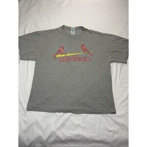 Vintage Y2K St Louis Cardinals Short Sleeve Shirt Gray Mens XL Bird Bat Logo